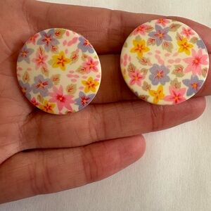 3 for $12 vintage Floral Round Earrings